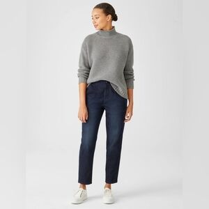 Eileen Fisher Organic Cotton Stretch Tapered Pant, Dark Wash Denim, Size 4